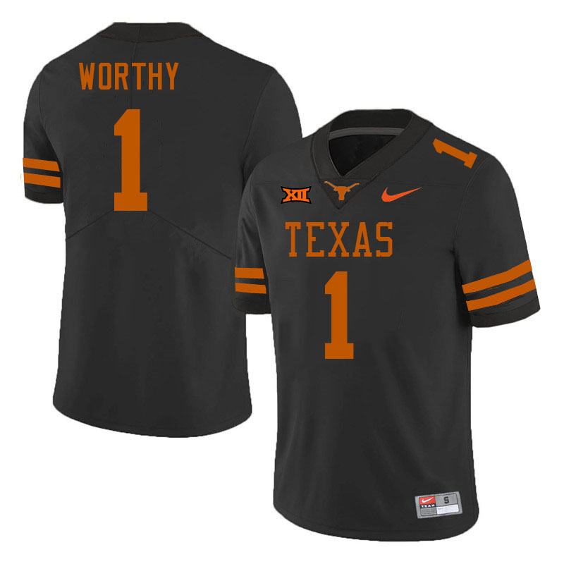 Men #1 Xavier Worthy Texas Longhorns 2023 College Football Jerseys Stitched-Black